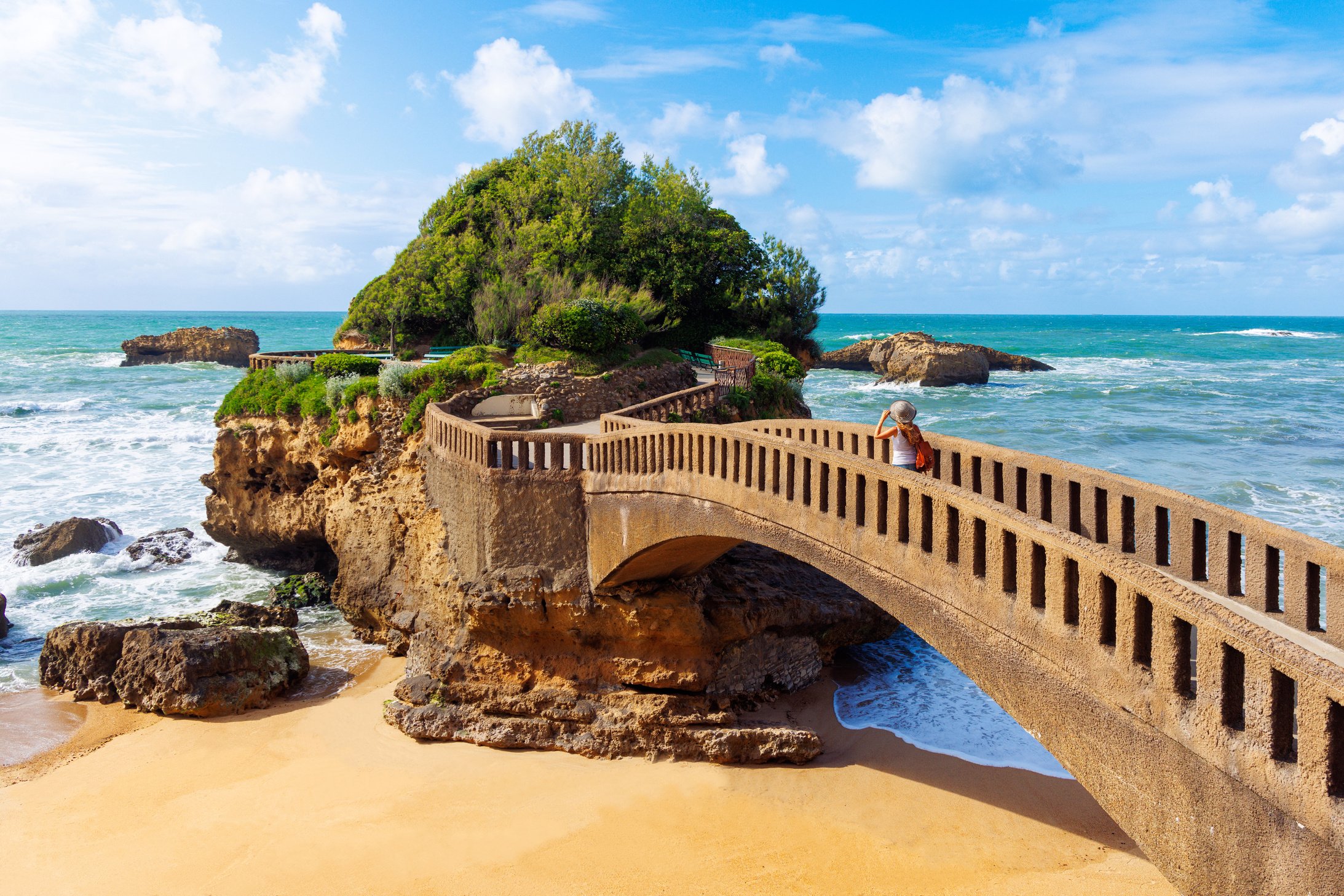 Tour tourism in France,  Biarritz,  rock Bridge and atlantic ocean- Basque country,  Nouvelle aquitaine