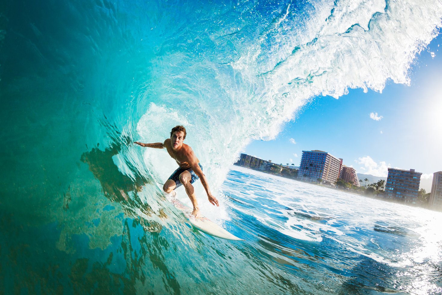 Surfer Gettting Barreled